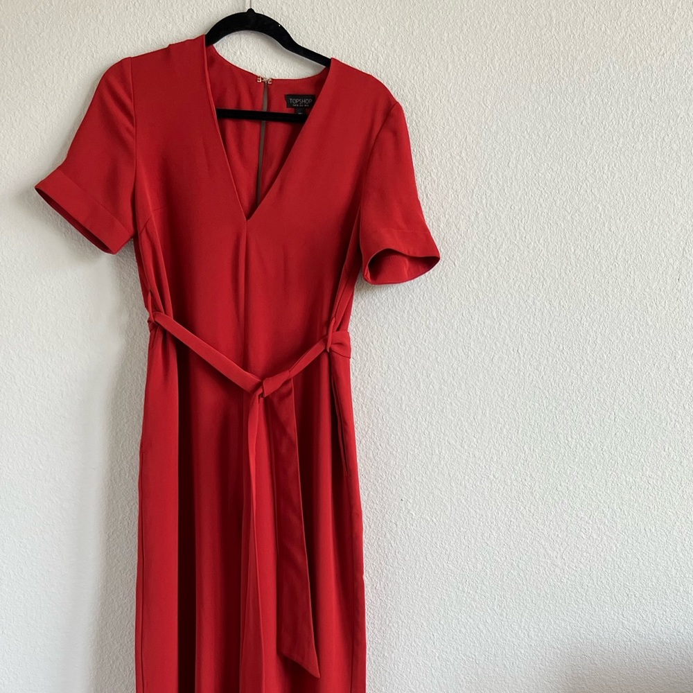 Barely Worn Orange Topshop Wide Leg Jumpsuit - Size 6